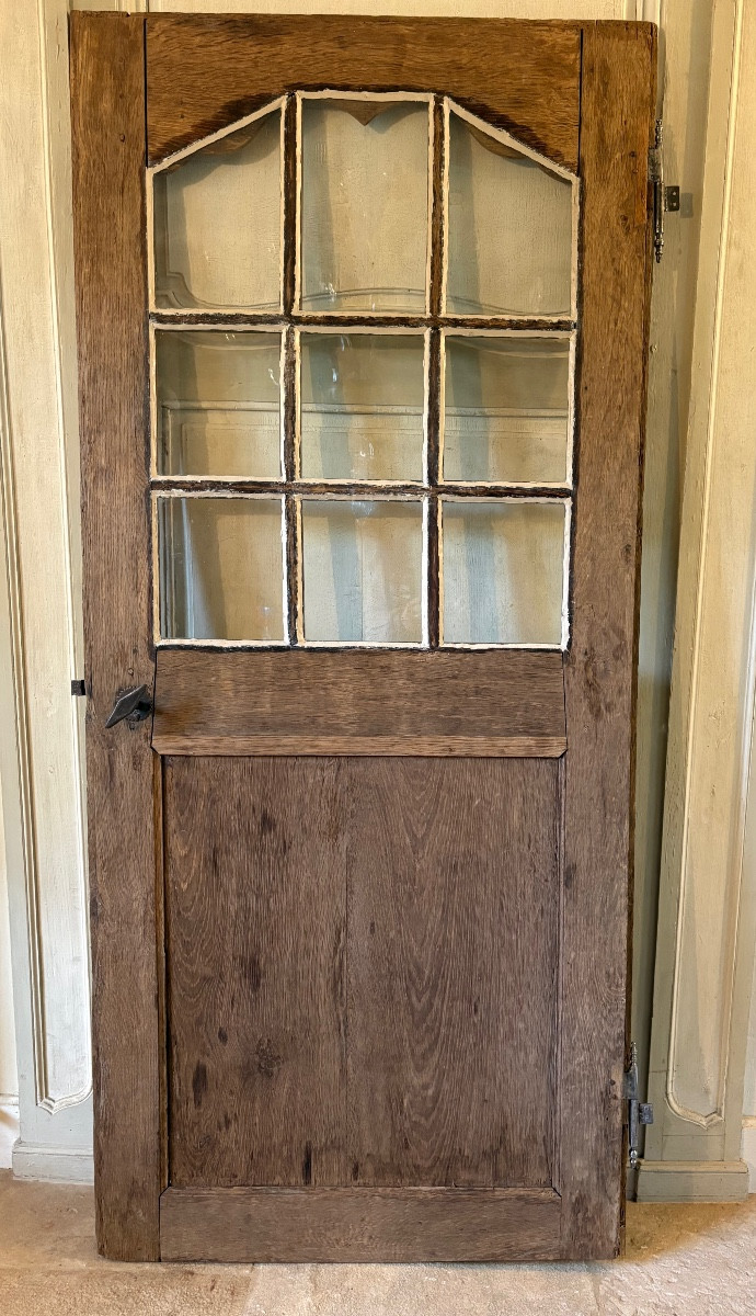 Petite porte vitrée en chêne XVIII ème -photo-2