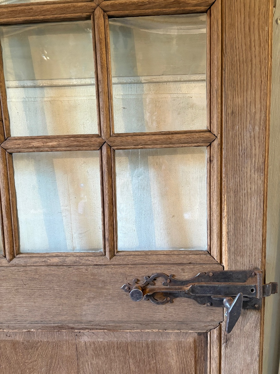 Petite porte vitrée en chêne XVIII ème -photo-1