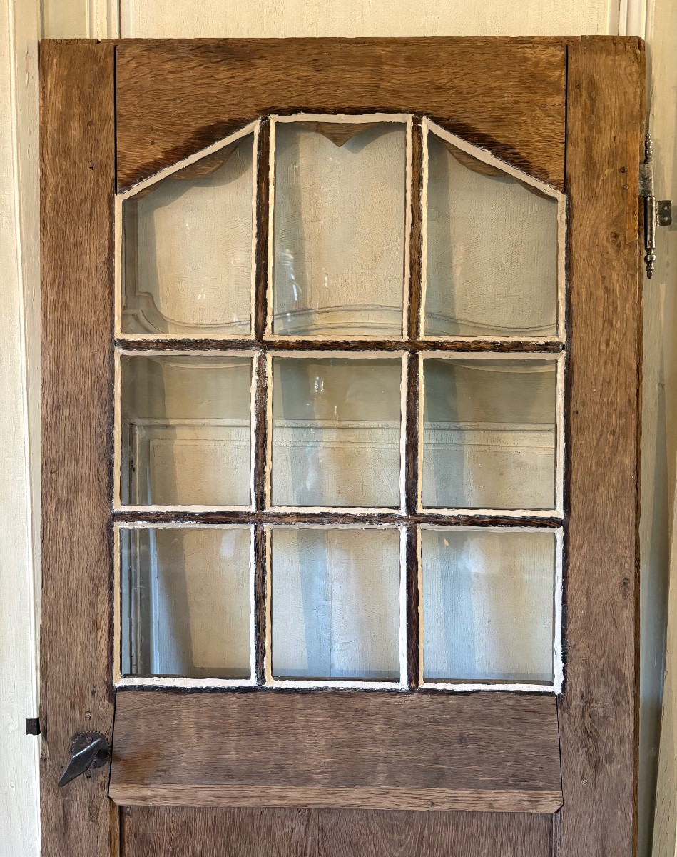 Petite porte vitrée en chêne XVIII ème -photo-3