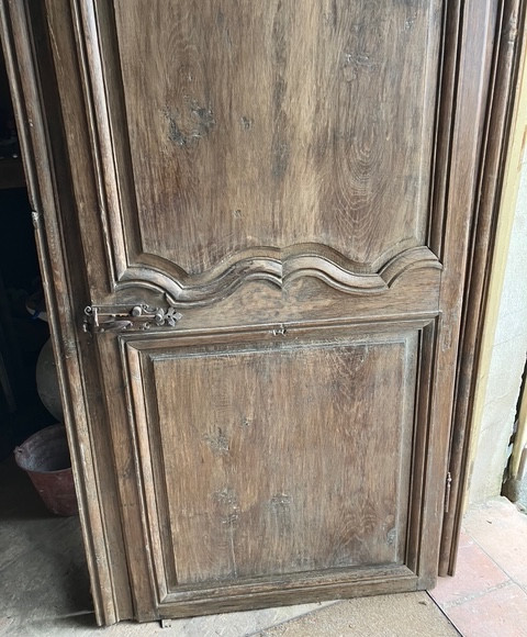 Oak Communication Door With Frame And Overmantel, 18th Century-photo-3