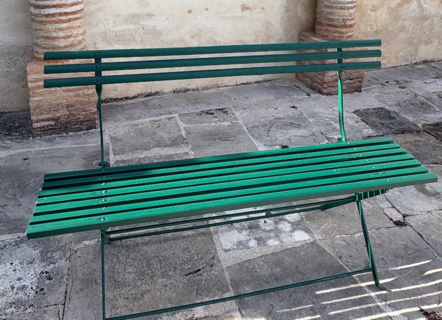 2 Iron And Wood Folding Benches 19th Century-photo-3