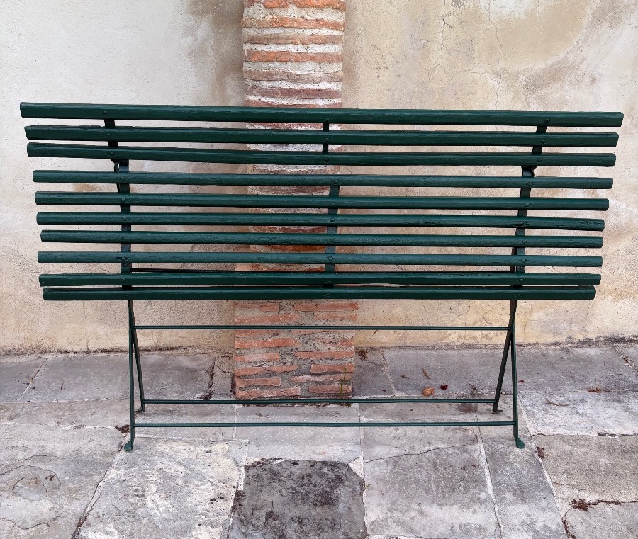 2 Iron And Wood Folding Benches 19th Century-photo-4