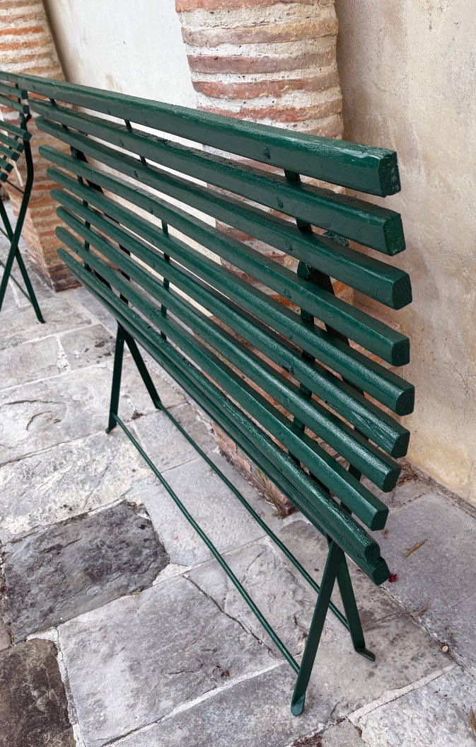 2 Iron And Wood Folding Benches 19th Century-photo-5