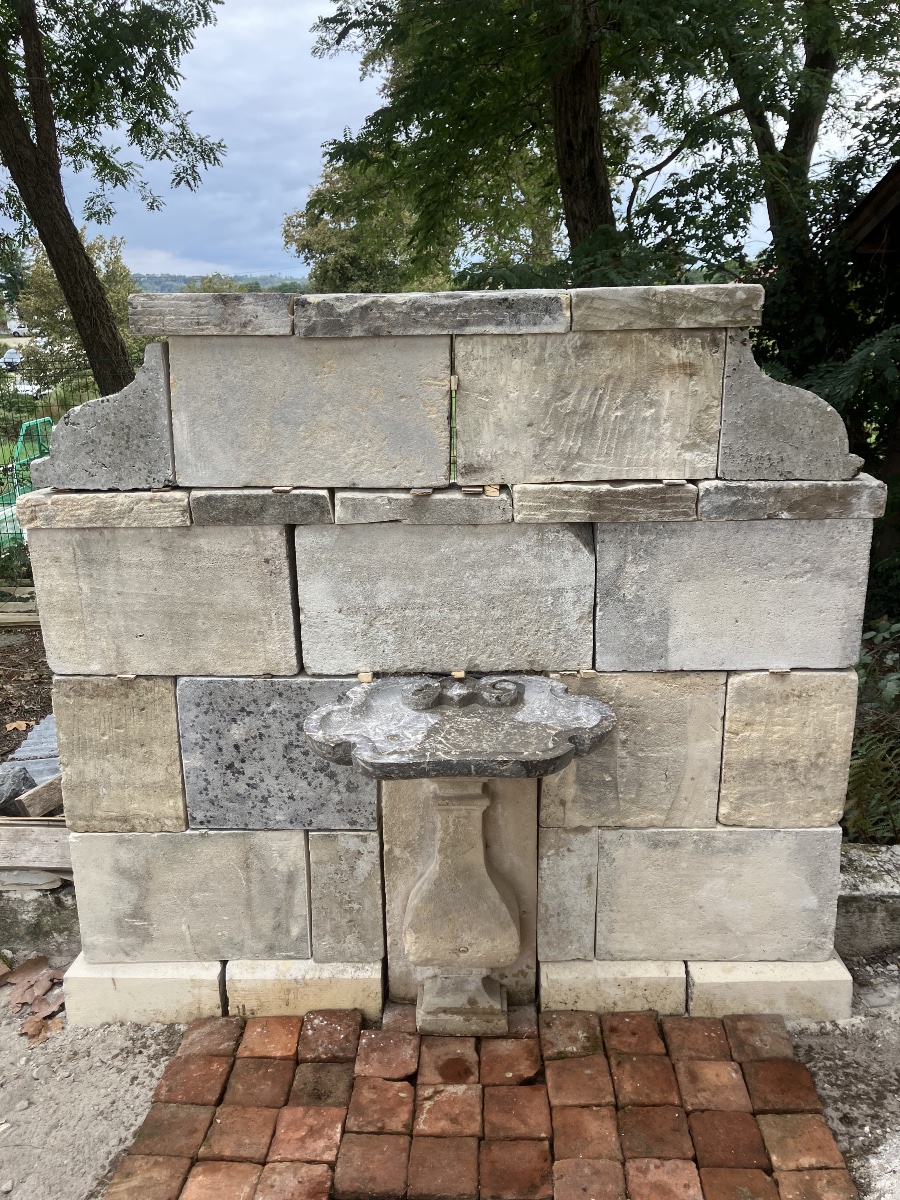 Stone Fountain With A Marble Basin And A Lead Spout To Be Fitted As A Spout