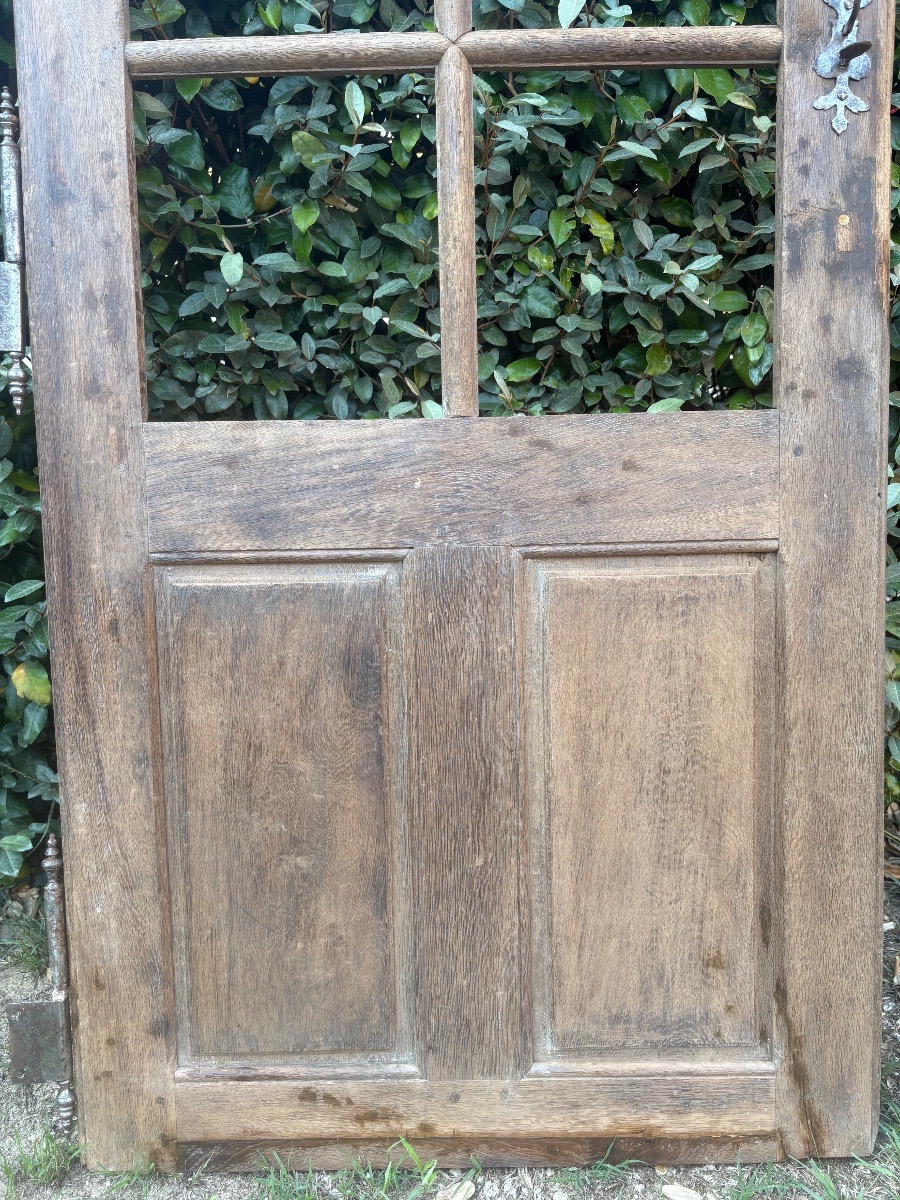 Porte vitrée ( sans les vitres ) en chêne XVIII ème -photo-3