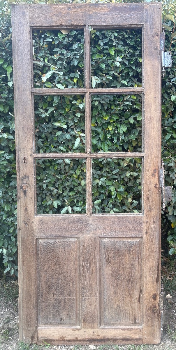 Porte vitrée ( sans les vitres ) en chêne XVIII ème -photo-2