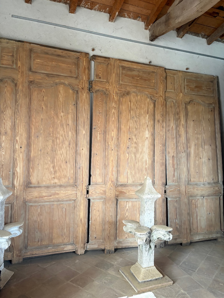 18th-century Pine Paneling, Stripped, With 2 Doors-photo-3