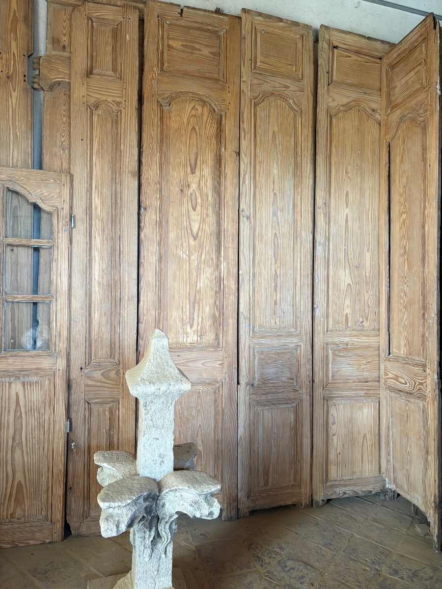 18th-century Pine Paneling, Stripped, With 2 Doors-photo-4