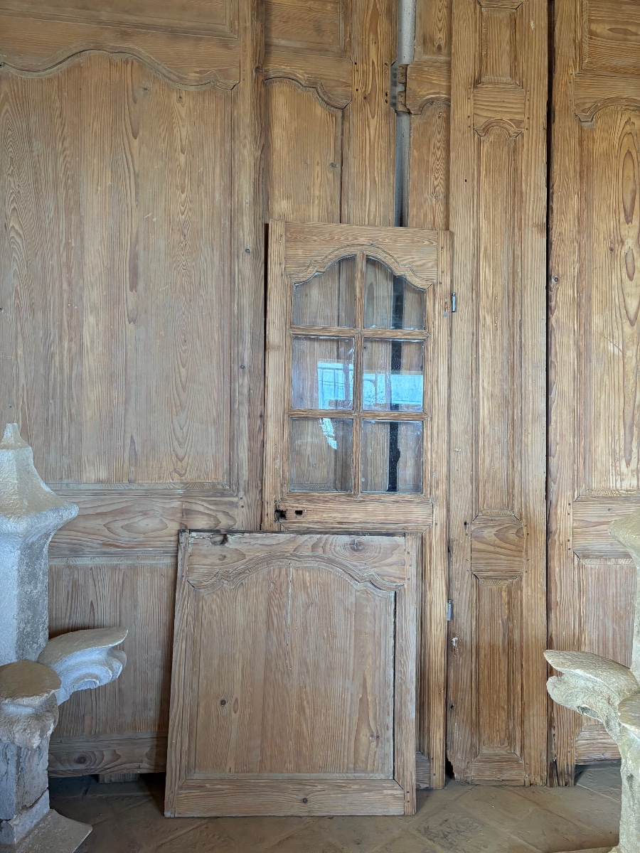 18th-century Pine Paneling, Stripped, With 2 Doors-photo-6