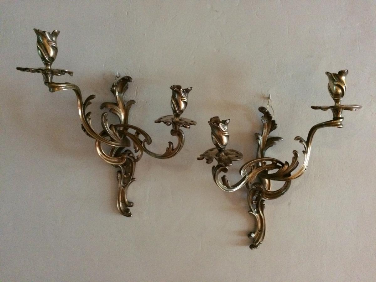 Pair Of 2 Arms Bronze Lights XIX