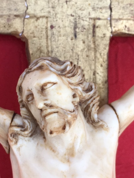 Christ en ivoire dans son cadre, XVIII ème -photo-3