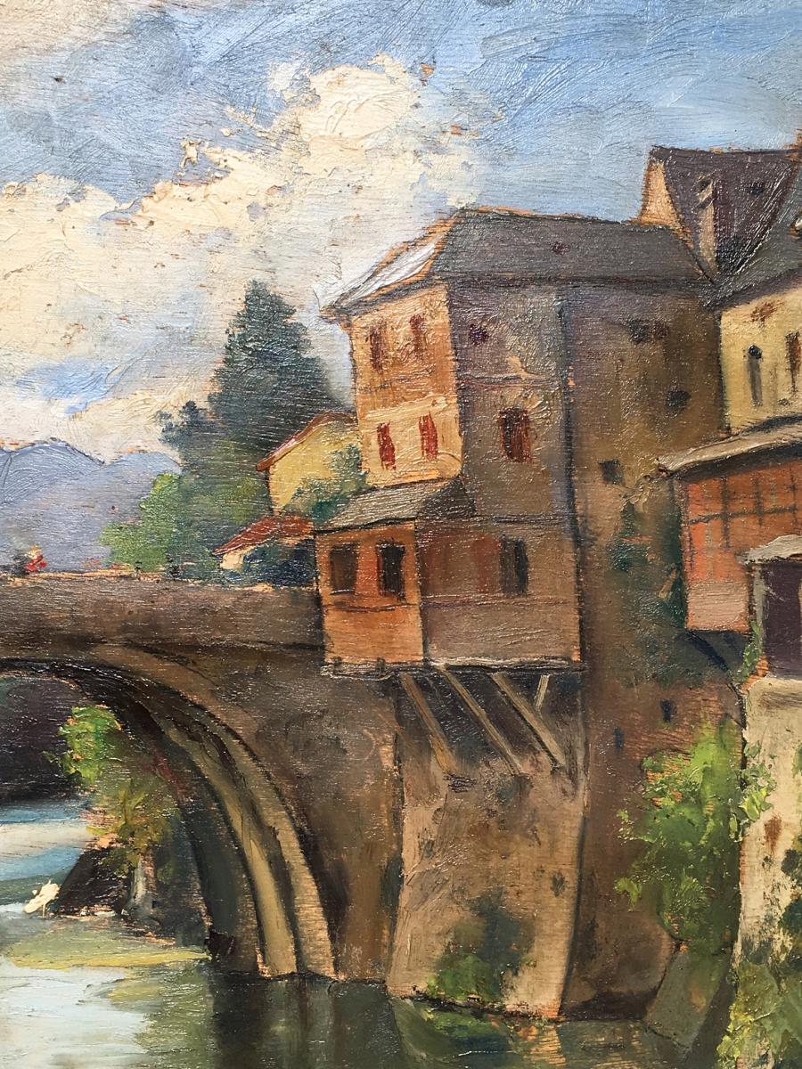 J.G. Druet (XXème) Le Pont Notre Dame à Oloron Sainte Marie-photo-1