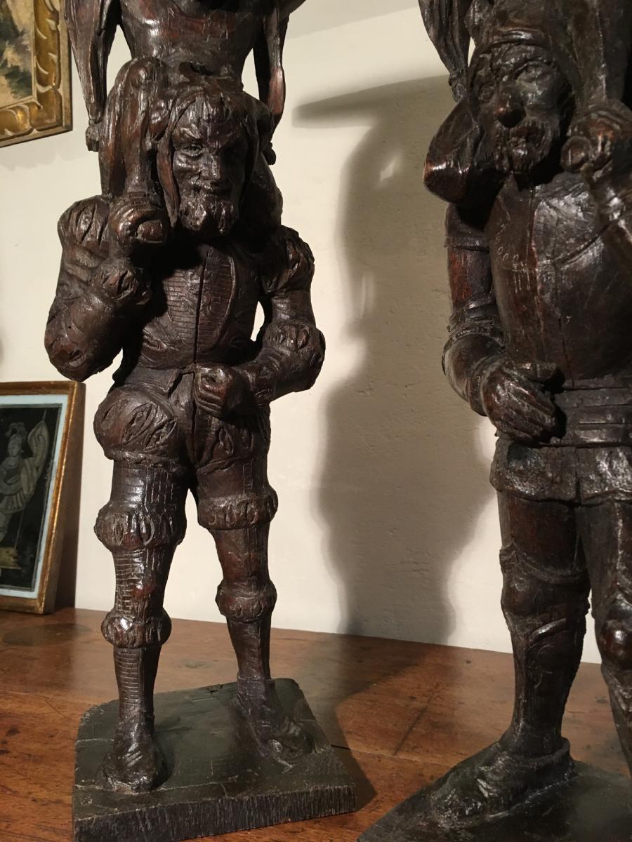 Pair Of Pedestals Carved Wood XIX-photo-3