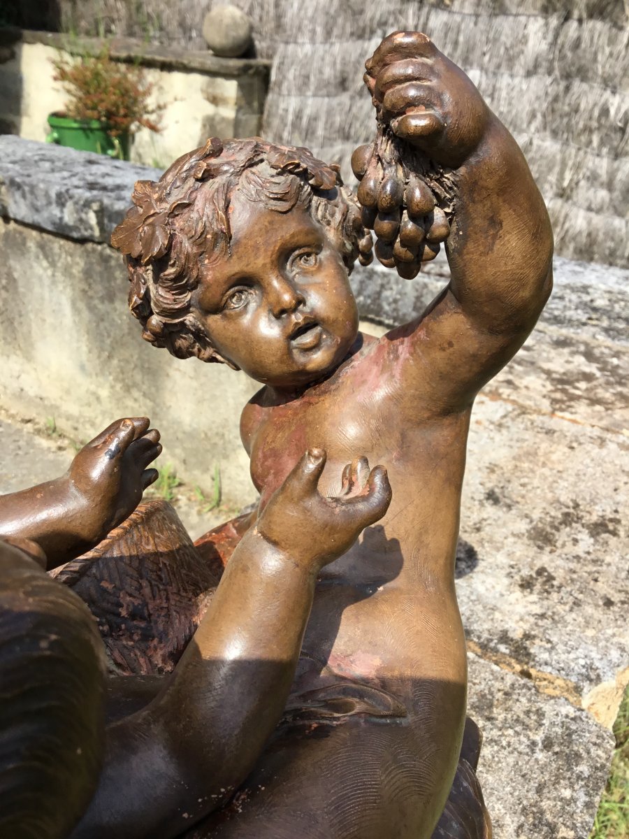 Terracotta Group "childhood Bacchus" XIX-photo-2