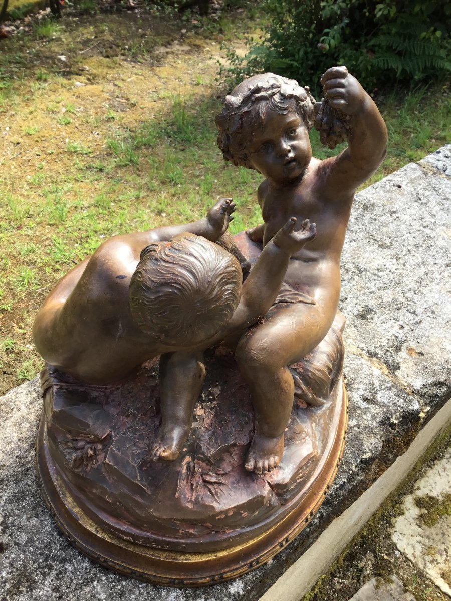 Terracotta Group "childhood Bacchus" XIX-photo-6