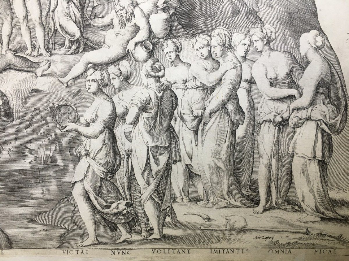 Mythological Engraving The Challenge Of The Piérides After Pierino Del Vaga XVI Th-photo-6