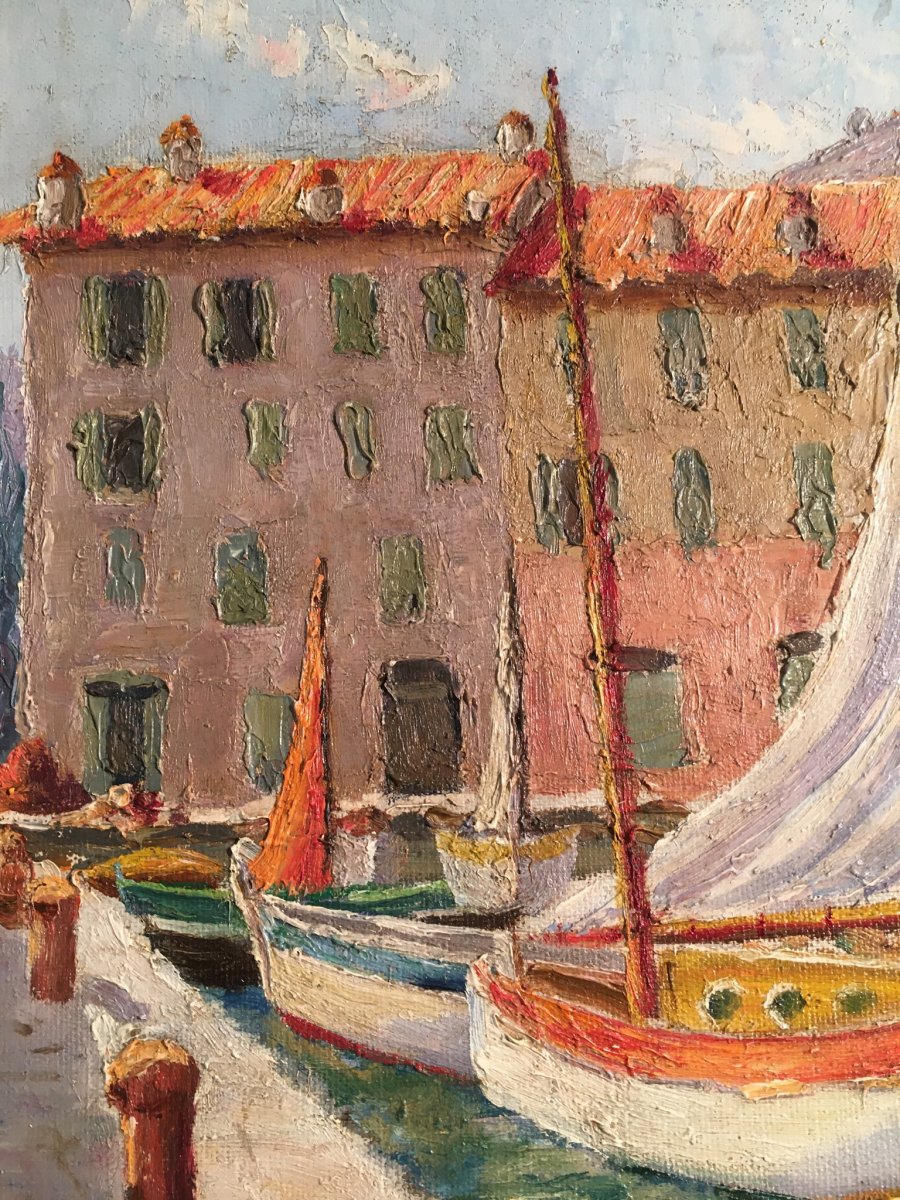 C.gillet XIX-xx Th Sailboats At The Quay-photo-3