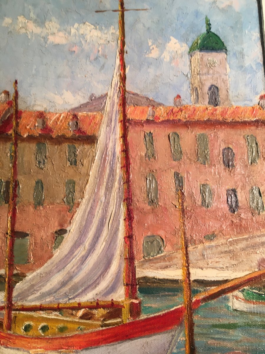 C.gillet XIX-xx Th Sailboats At The Quay-photo-1