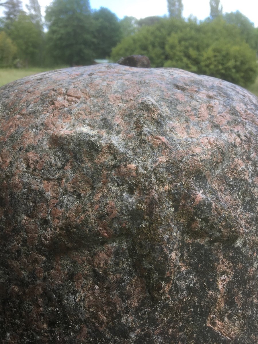 2 Large "terminals" In Pink Granite, 18th Or 19th Century-photo-3