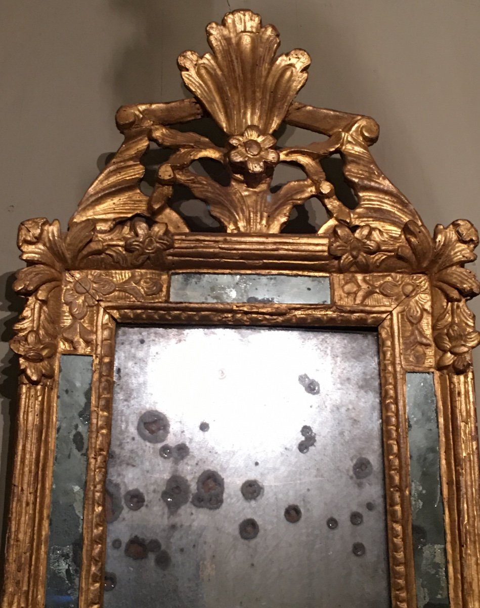 Miroir en bois doré Régence -photo-2