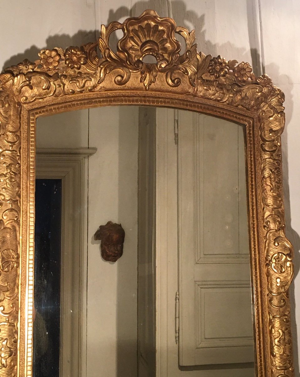 Miroir En Bois Doré D’époque Régence XVIII ème -photo-4