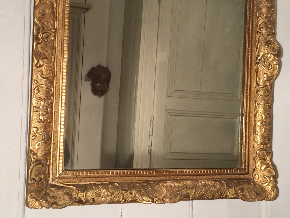 Miroir En Bois Doré D’époque Régence XVIII ème -photo-1