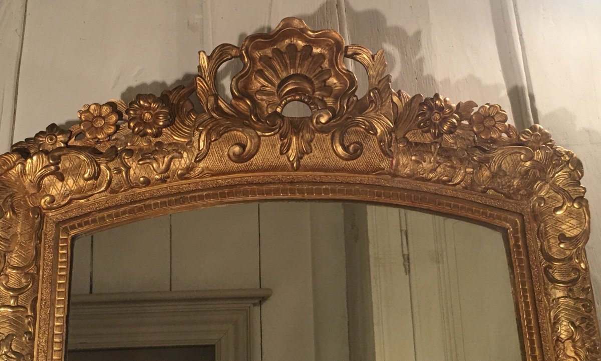 Miroir En Bois Doré D’époque Régence XVIII ème -photo-2