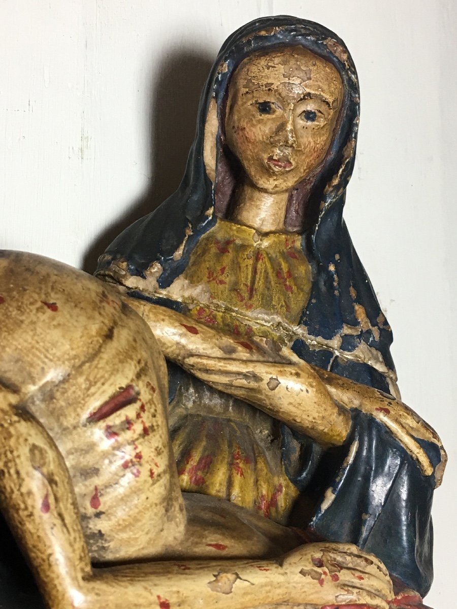 XVth Polychrome Marble Pieta-photo-3