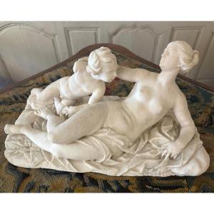 Sculpture en albâtre XIX ème, Allégorie de la Maternité.