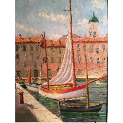 C.gillet XIX-xx Th Sailboats At The Quay