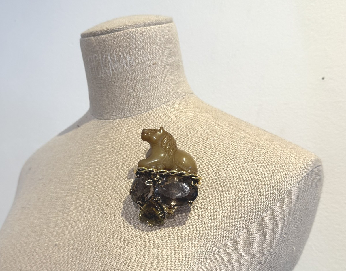 Ming Period Jade Horse Brooch-photo-1