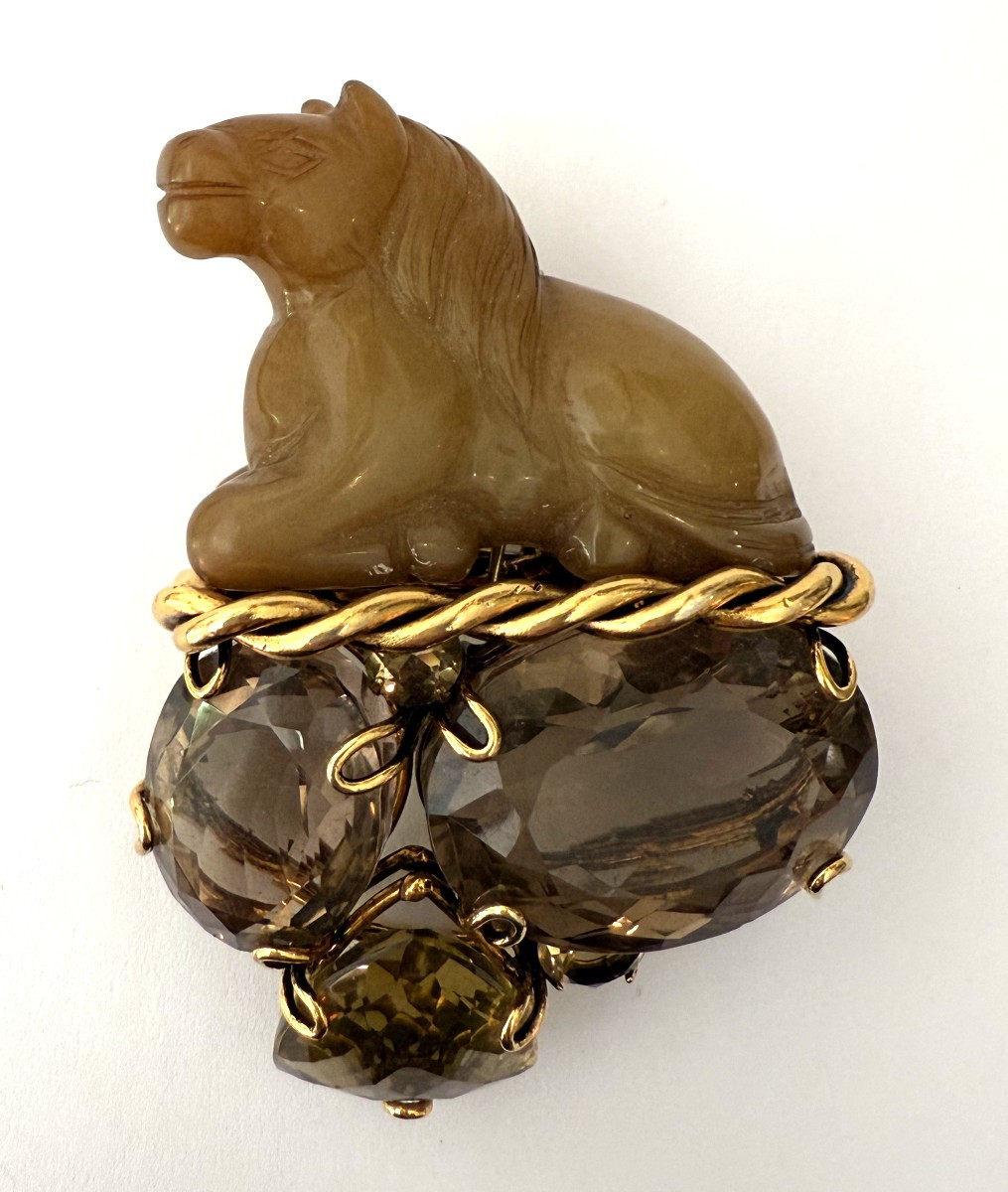 Ming Period Jade Horse Brooch
