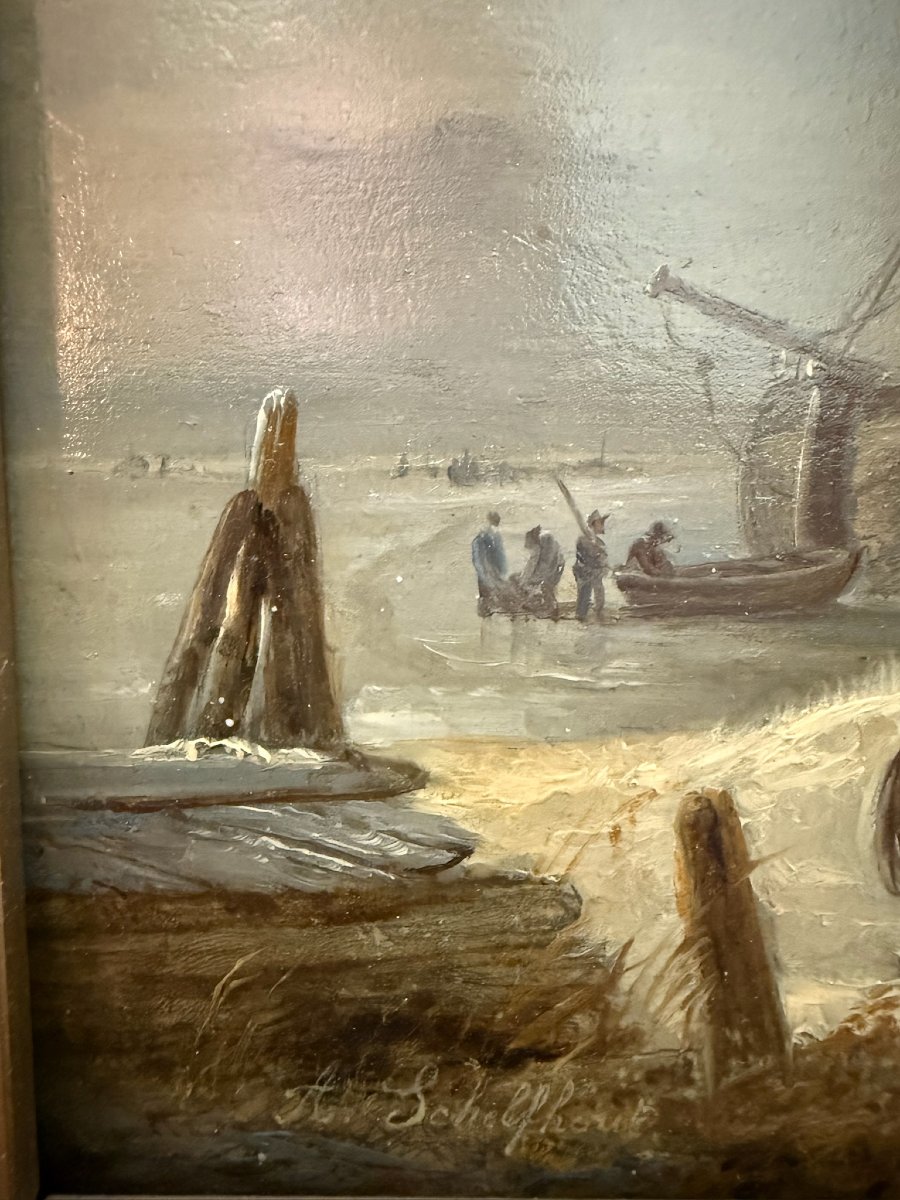 Andreas Schelfhout (1787 - 1870) Dutch Winter Landscape-photo-3