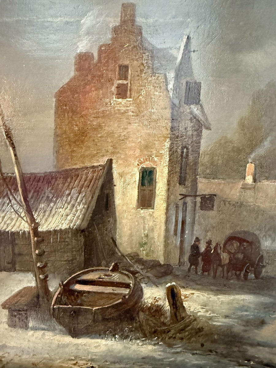 Andreas Schelfhout (1787 - 1870) Dutch Winter Landscape-photo-2