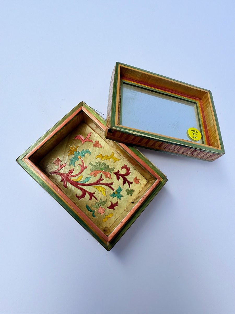 Boîte à mouches en marqueterie de paille - XVIIIe siècle-photo-2