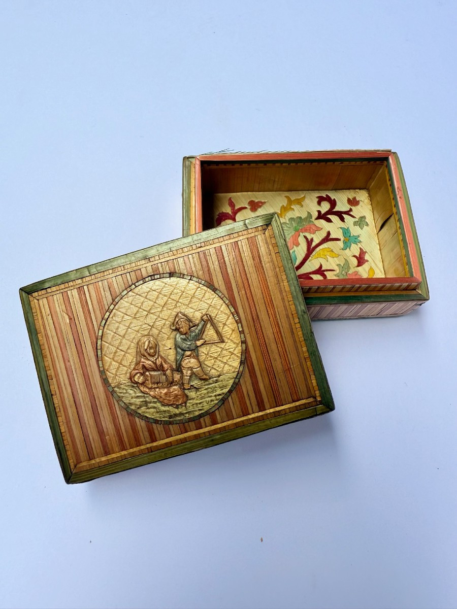 Boîte à mouches en marqueterie de paille - XVIIIe siècle