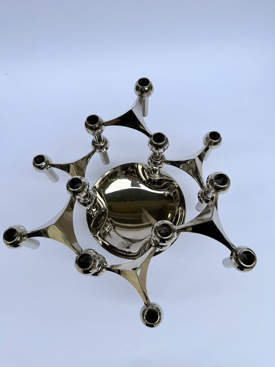 Bougeoirs modulables en métal chromé – Lundtofte, Danemark, années 1960-70  – Par BMF Nagel-photo-1