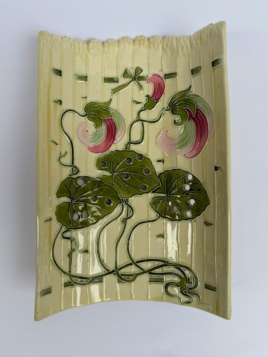 Ceramic Asparagus Dish And Drainer – 19th Century-photo-3