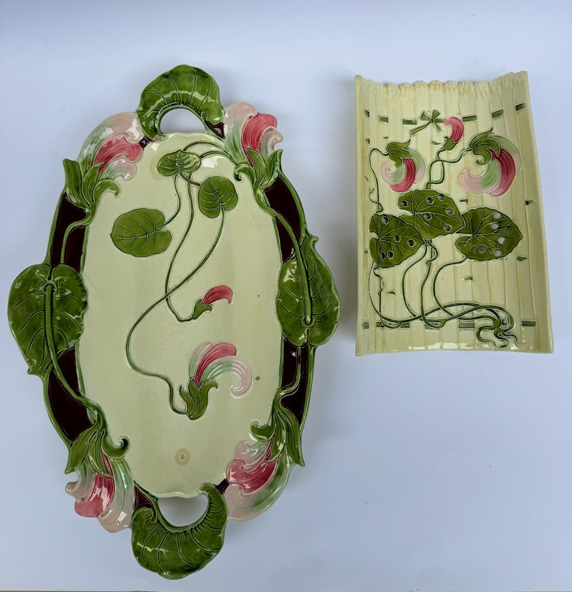Ceramic Asparagus Dish And Drainer – 19th Century