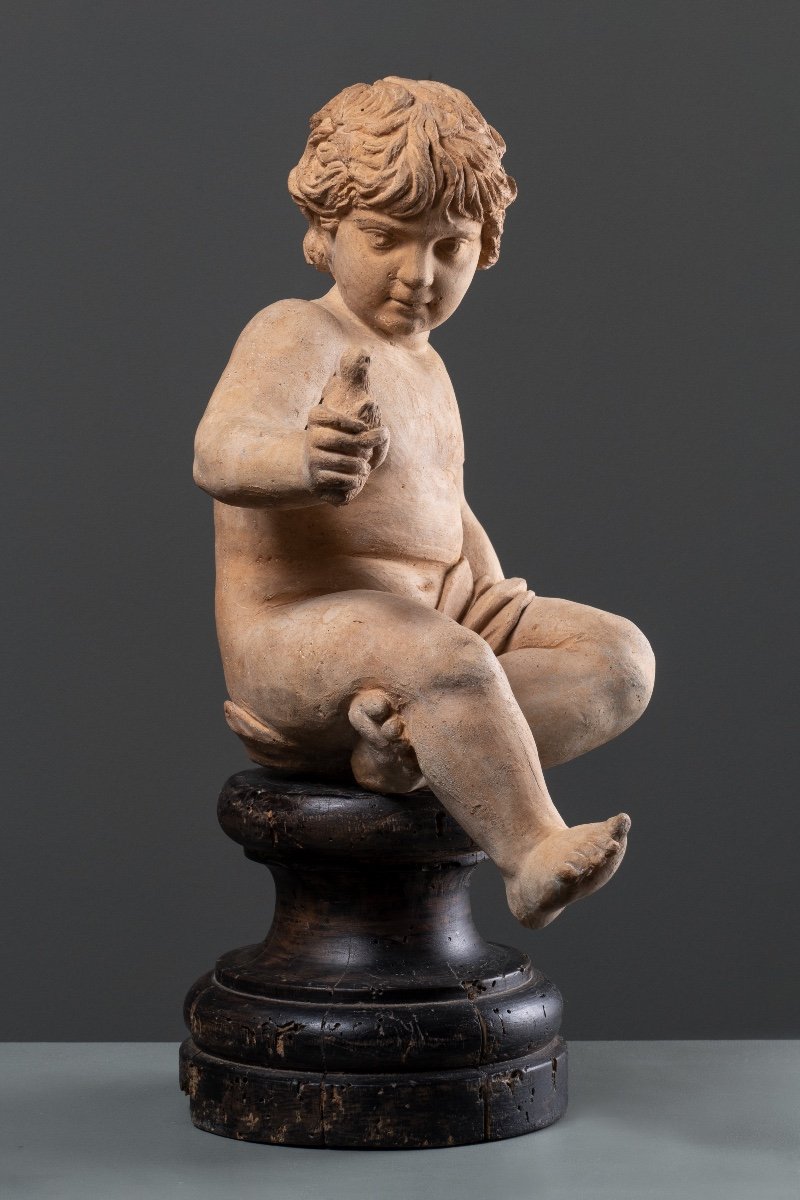 Italian Terracotta Figure Of The Child Hercules, Rome, 18th Century, After Algardi-photo-3