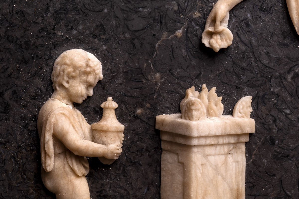 Italian Neoclassical Marble Bas-relief Plaque -photo-2