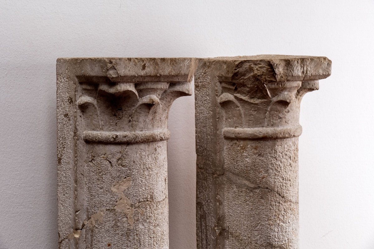 Paire De Colonnes Romanes En Marbre Italie, 13e/14e Siècle Marbre 86 X 16 X 13 Cm 33 3/4 X 6 1/-photo-2