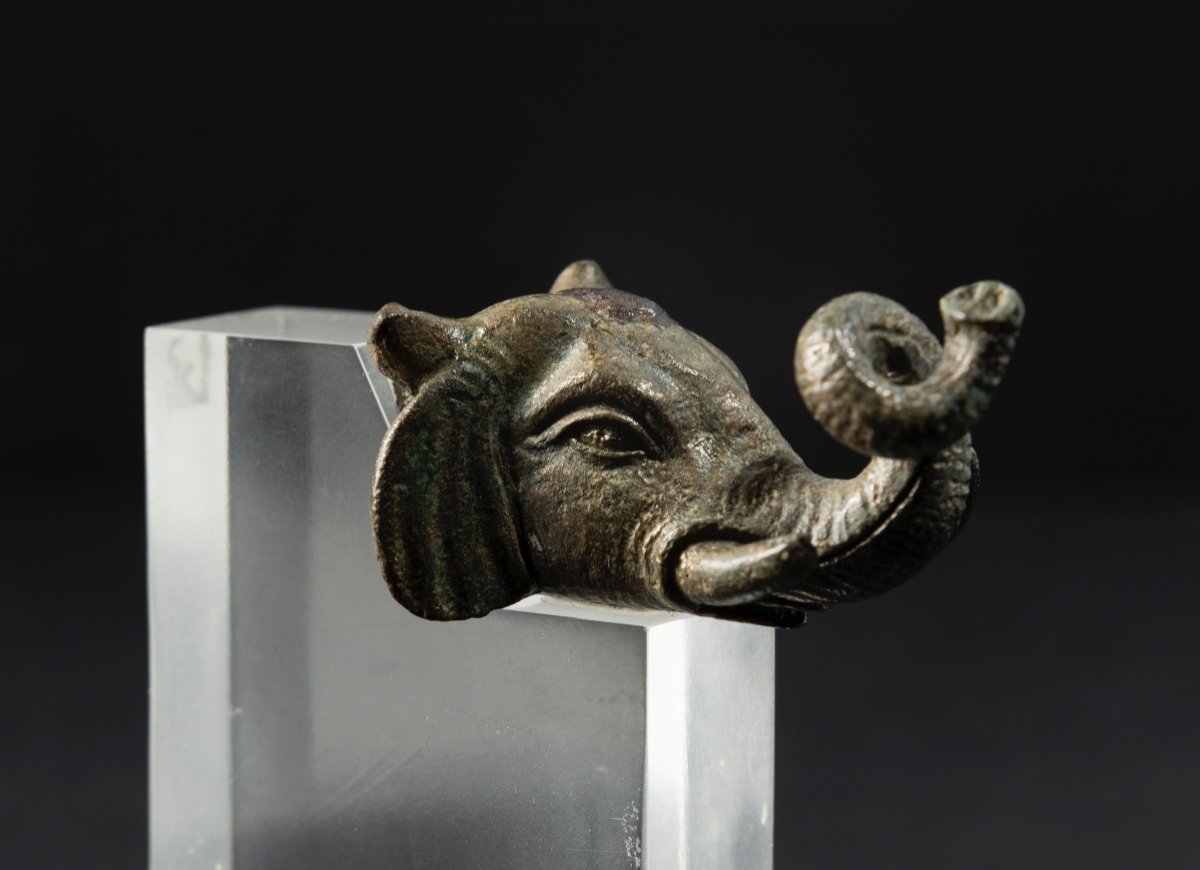 Ancient Roman Bronze Head Of An Elephant, 2nd Century A.d.