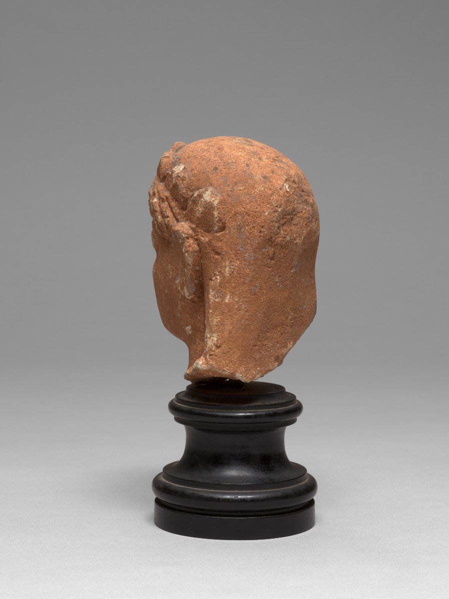 Tête en calcaire chypriote d'une femme votaire, fin VIe-début Ve siècle avant JC-photo-4