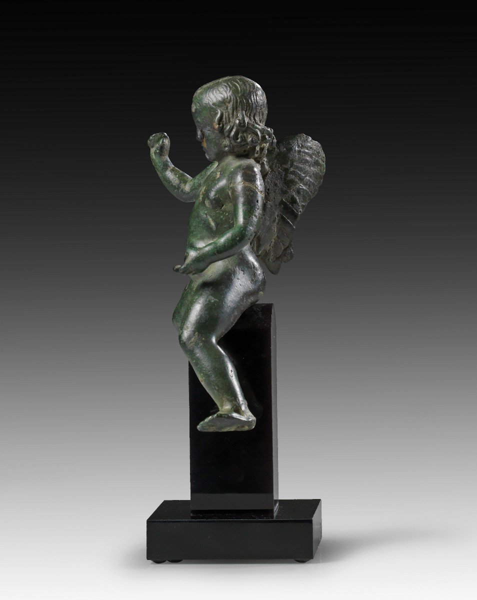 Ancient Roman Bronze Figure Of Eros Riding A Dolphin, Roman Empire-photo-2