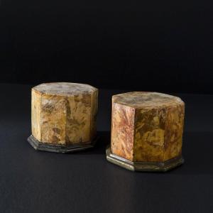 Pair Of Antique Italian Jasper Miniature Plinths, Rome, XVIII Century