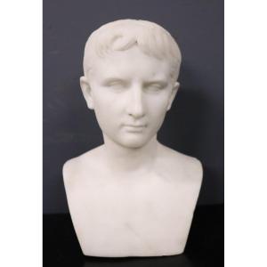 Antique Italian 19th Century Bust Of Emperor Octavian By Leone Clerici