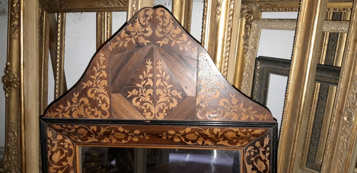 Marquetry Mirror, Charles X Period, Early 19th Century.-photo-2