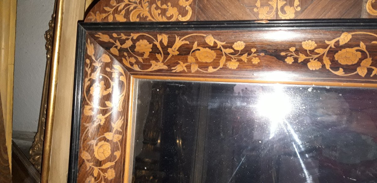Marquetry Mirror, Charles X Period, Early 19th Century.-photo-1