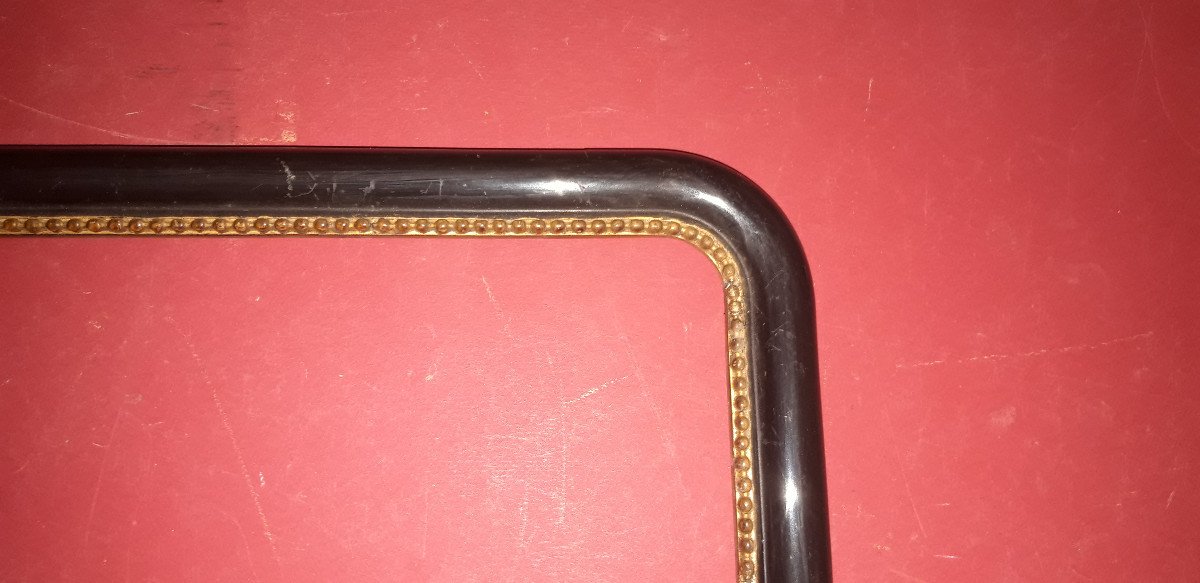 19th Century Frame, In Black And Gold Wood.-photo-3